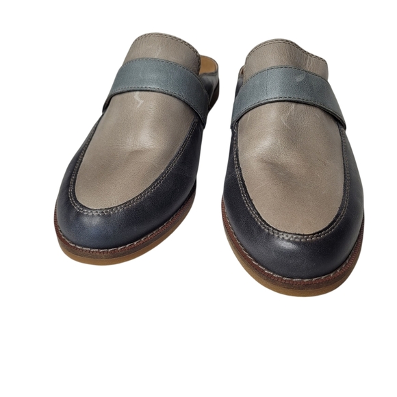 Taos Shoes Women 8 Royal Loafer Mule Steel Taupe Leather Slip On - Picture 2 of 7